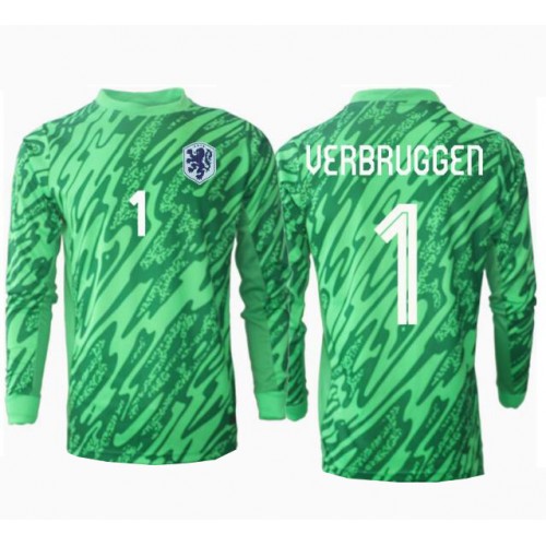 Fotballdrakt Herre Nederland Bart Verbruggen #1 Keeper Hjemmedrakt EM 2024 Langermet
